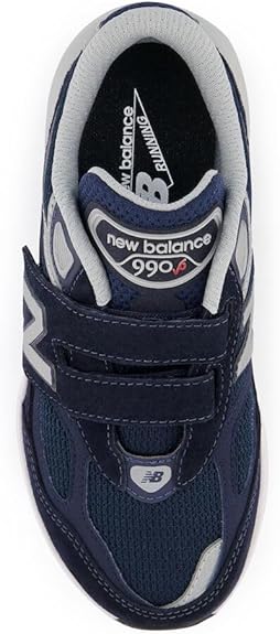 New Balance Kids' 990 V6 Hook and Loop Sneaker, Navy/Silver, 2